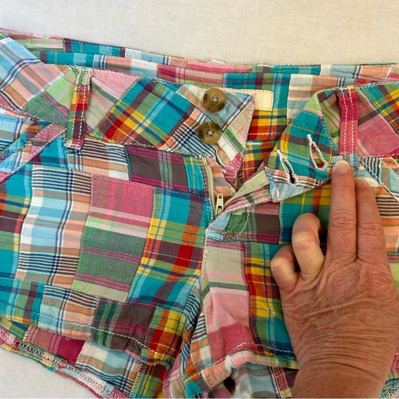 Grane Jeans Multi Colored Plaid Patchwork Shorts Size 3 - Picture 2 of 7